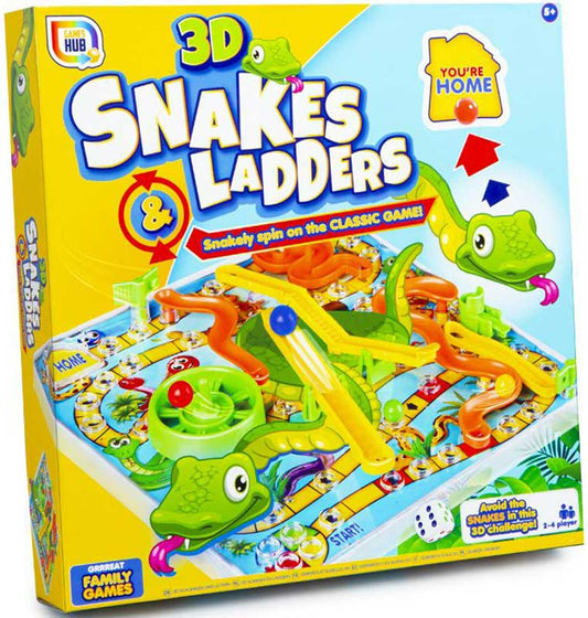 3D Snakes and Ladders - Børnespil - 2-4 spillere - Fra 5 år