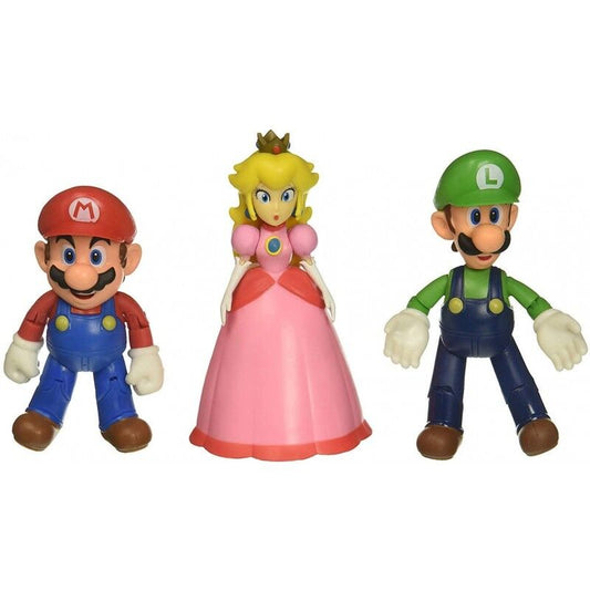 Super Mario Bros - Mario, Luigi & Princess Peach 3 Figurer 10cm